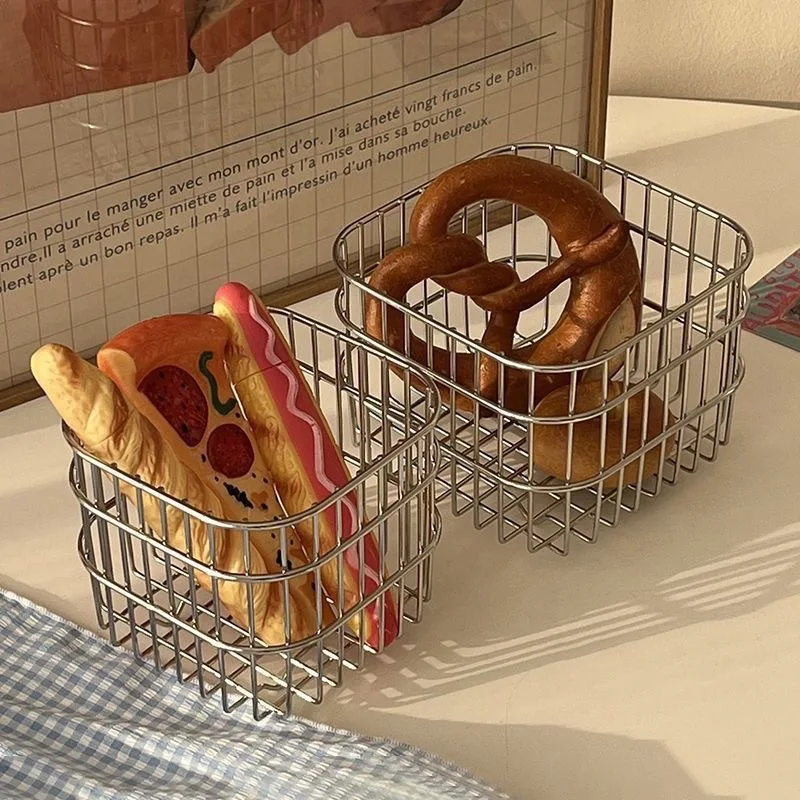 Compost Bin Countertop - Keranjang Penyimpanan Kawat Logam, Organizer Meja